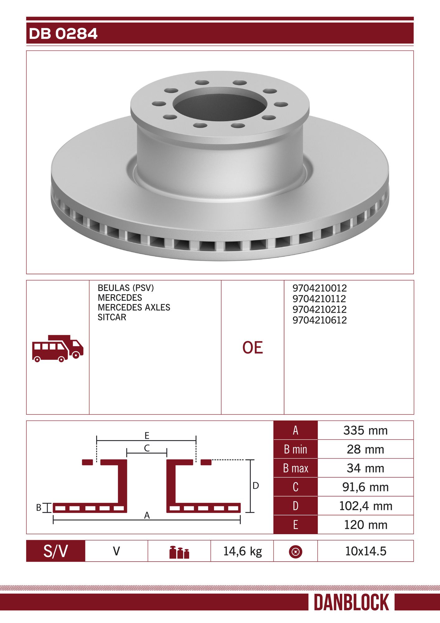 Disc frana DB 0284 DANBLOCK